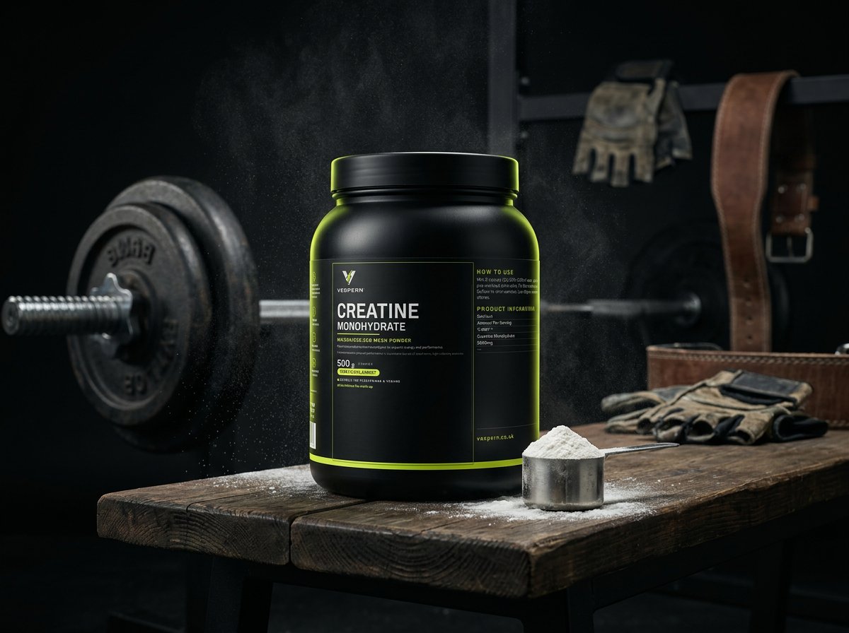 Dark gym — chalked hands on a barbell, volt-green accent light
